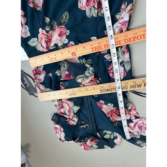 Lulus Secret Romance Floral Print High-Low Maxi Dress Womens S Dark Green NEW - Picture 9 of 11